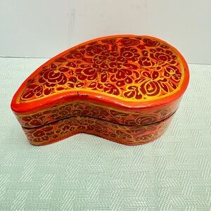 Red Decorative Paisley Jewelry Box - Hand-Painted Accent by MATR BOOMIE